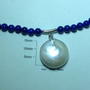 Lapis Lazuli Beads with Freshwater Coin Pearl Necklace.